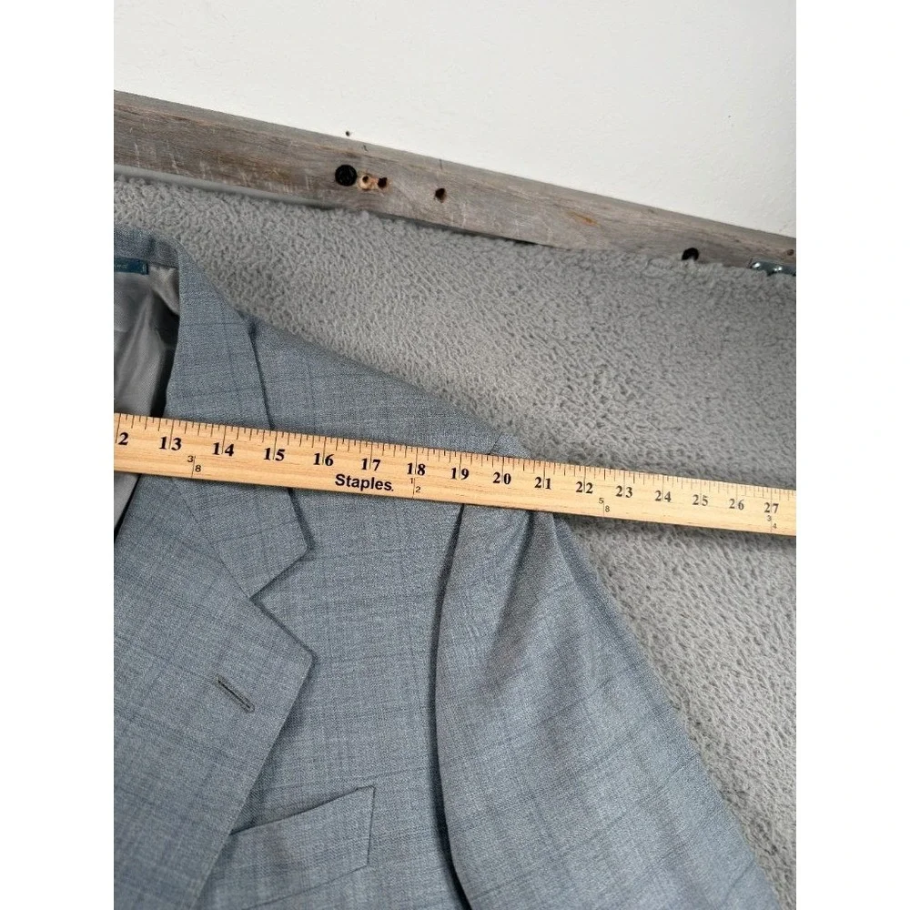 Ravazzolo Blazer Mens 46R Gray Sports Coat Wool Windowpane Two Button Italy‎